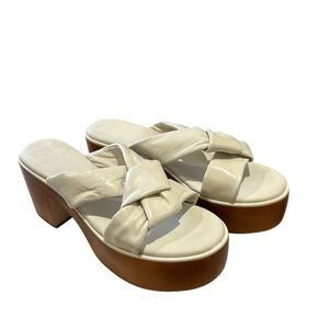 NWOB Donna Karan PURE Adalee Women's Cream Platform Sandals-size 10